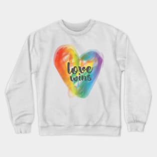 Rainbow Flag Love Wins Heart LGBT Quote Crewneck Sweatshirt